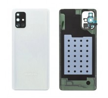 Задняя крышка для Samsung A71/ SM-A715 (со стеклом камеры) (LOGO) (белый)