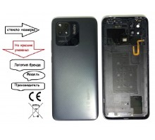 Задняя крышка для Xiaomi Redmi 10C (стекло кам+скан отпеч пальц) (OR100% СНЯТ) (черный)