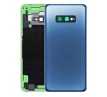 Задняя крышка для Samsung S10e/ SM-G970 (со стеклом камеры) (LOGO) (синий)