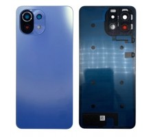 Задняя крышка для Xiaomi Mi 11 Lite/ Mi 11 Lite NE 5G (со стеклом камеры) (LOGO) (голубой)