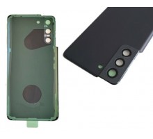 Задняя крышка для Samsung S21/ SM-G991 (со стеклом камеры) (LOGO) (черный)