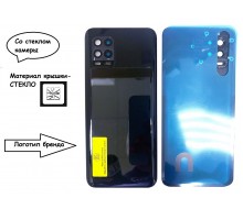 Задняя крышка для Xiaomi Mi 10 Lite 5G (со стеклом камеры) (LOGO) (черный)