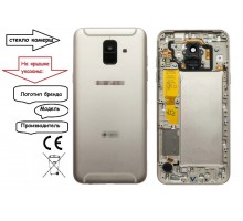 Задняя крышка для Samsung A6/ SM-A600 (со стеклом камеры) (CE) (золотистый)