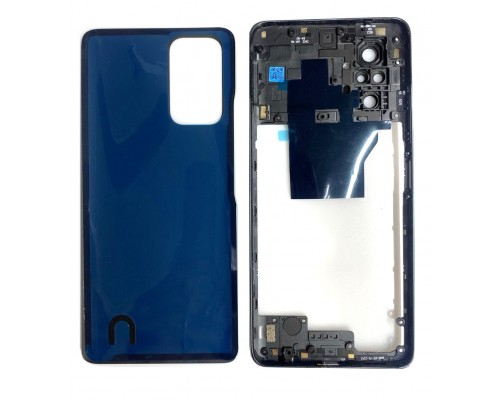 Задняя крышка для Xiaomi Redmi Note 10 Pro (средняя рамка+стекло камеры) (CE) (голубой)