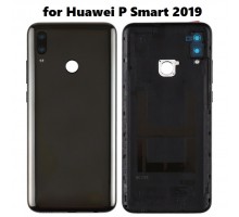 Задняя крышка для Huawei P Smart 2019 (LOGO) (со стеклом камеры) (черный)