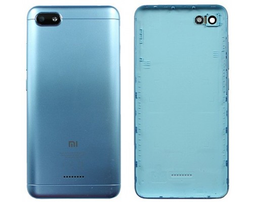Задняя крышка для Xiaomi Redmi 6A (со стеклом камеры) (LOGO) (голубой)