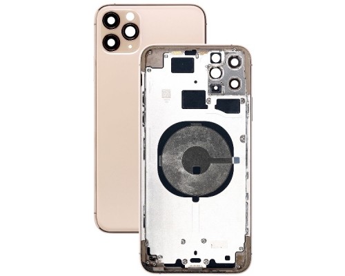 Корпус для iPhone 11 Pro MAX (сим-лоток/ кнопки) (HC) (золотистый)