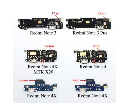 Шлейф ﻿ для Xiaomi Redmi Note 4X MTK Helio X20 (разъем зарядки/ микрофон)