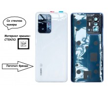Задняя крышка для Xiaomi 11T/ 11T Pro (со стеклом камеры) (LOGO) (белый)