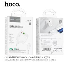 Адаптер USB-C+QC3.0 HOCO C111A 30W (белый)