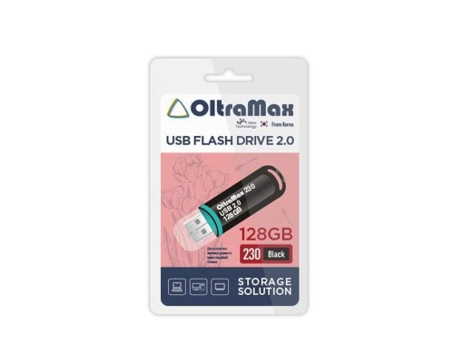 Флеш память OltraMax 230/ 128GB/ USB 2.0/ пластик (черный)